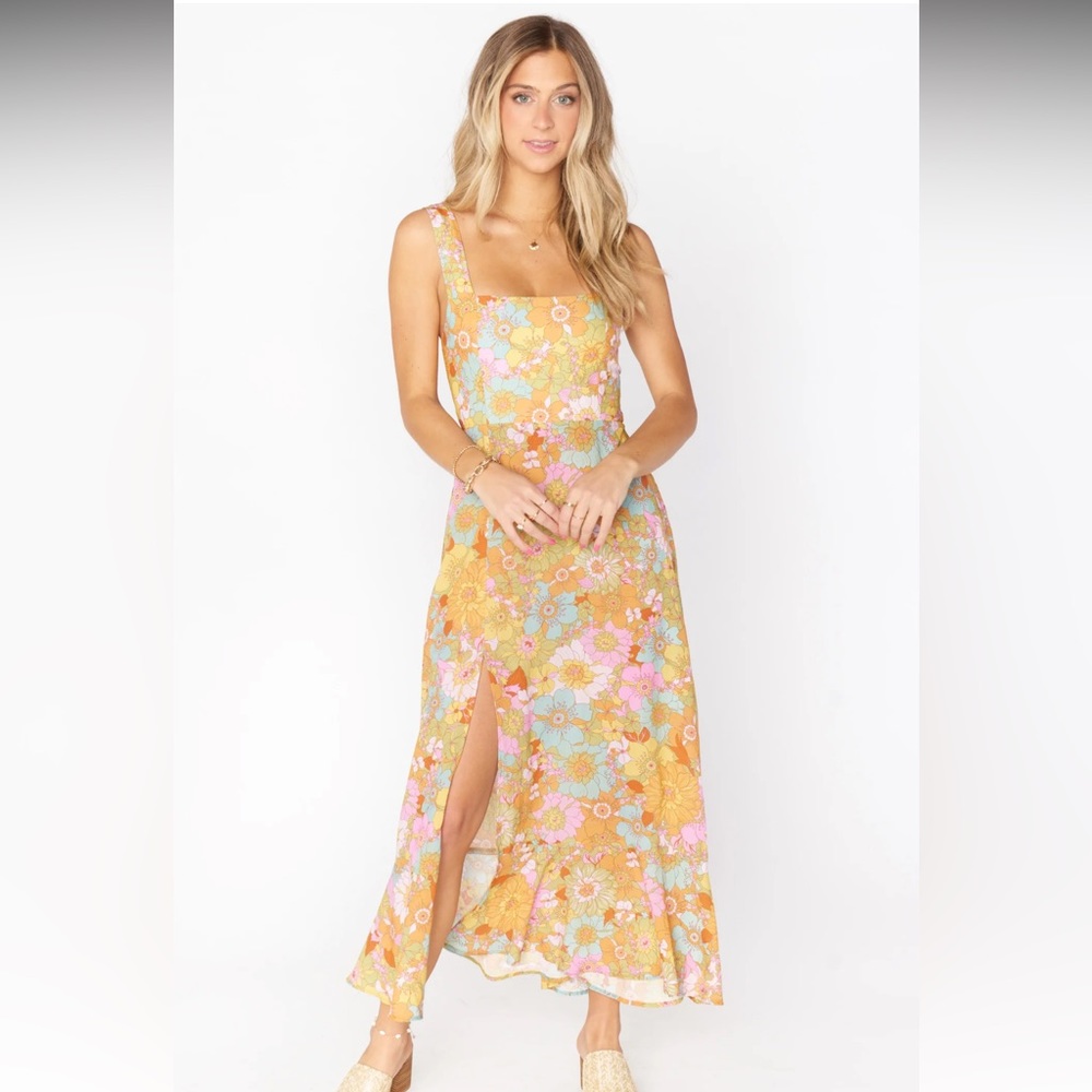 Show Me Your Mumu Claire Midi Dress in Groovy Blooms